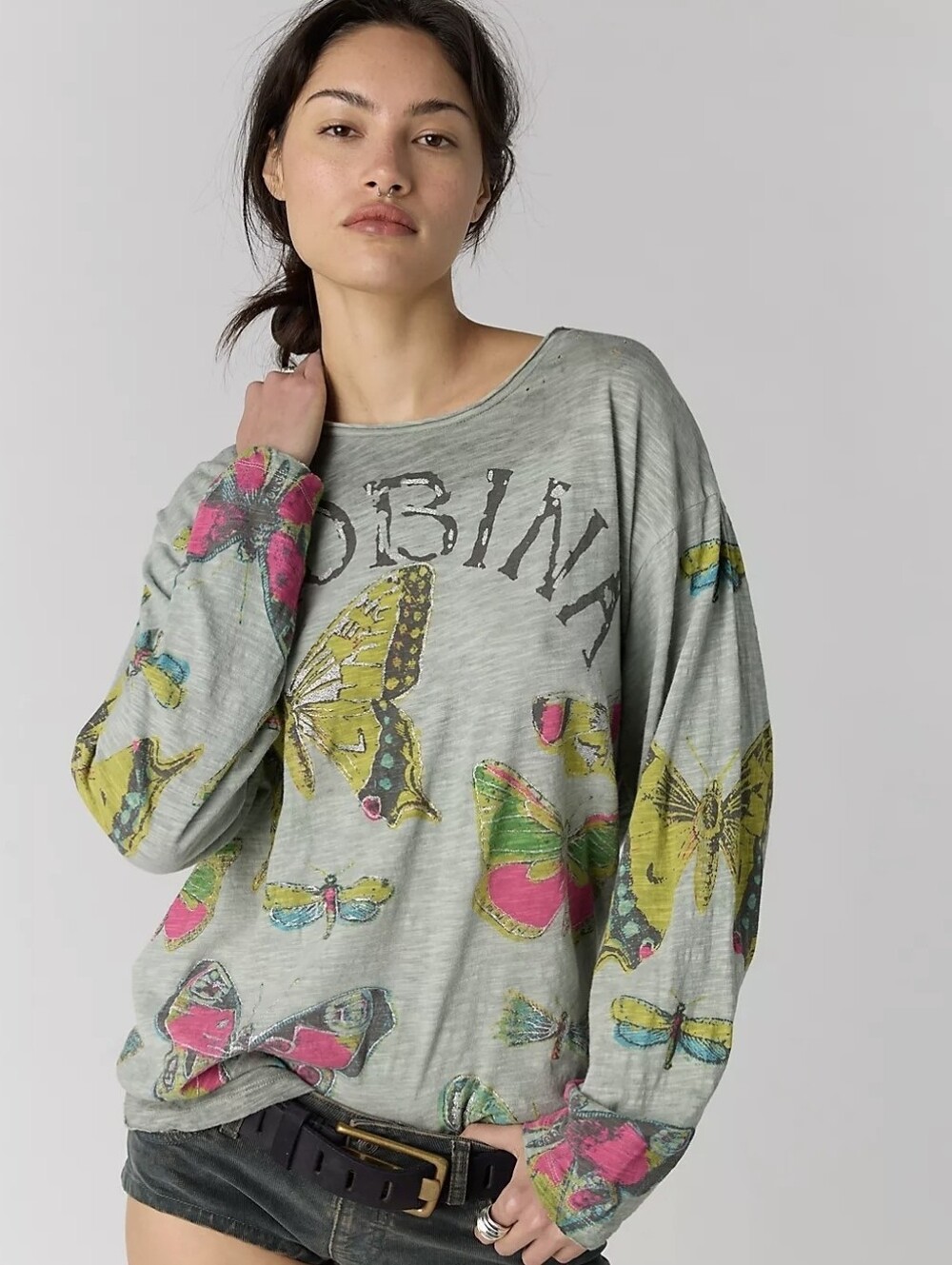 Magnolia Pearl Butterfly Ensemble Viggo Tee Glitter Accent Cotton One Size NEW